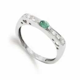 Sortija oro blanco 18k mujer esmeralda combinada circonitas formas ca