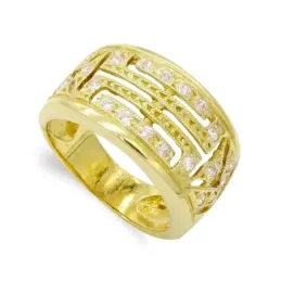 Sortija oro 18k mujer formas rectas combinadas circonitas detalles