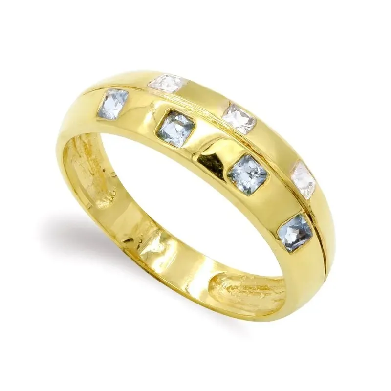 Sortija oro 18k mujer aguamarina combinada circonitas detalle línea c