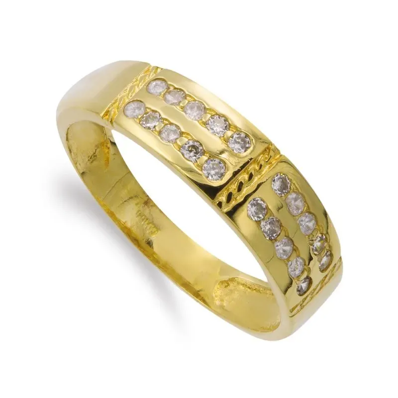 Sortija oro 18k mujer circonitas combinado detalles tallados