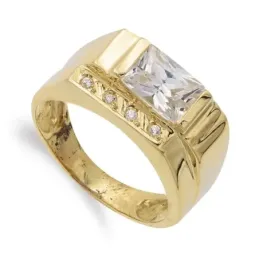 Sortija oro 18k mujer piedra blanca combinada circonitas detalles