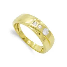 Sortija oro 18k mujer circonitas centro detalle líneas combinada liso