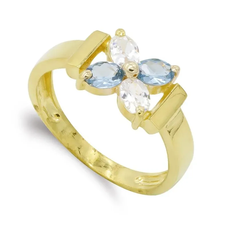 Sortija oro 18k mujer circonitas ovaladas combinadas colores forma fl