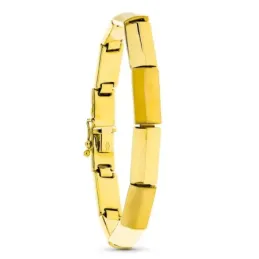 Pulsera oro 18k mujer semirrígida rectángulos lisos brillo mate lengu