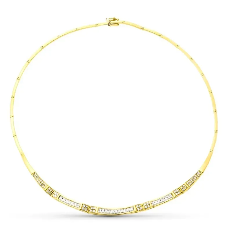 Gargantilla oro 18k mujer semirrígida rectángulos lisos combinados ci