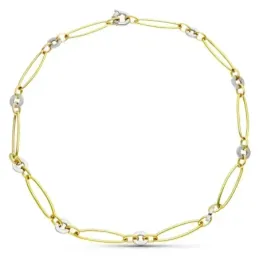 Gargantilla oro bicolor 18k mujer eslabones ovalados combinados timón