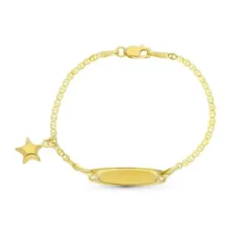 Esclava oro 18k bebé 13 cm. ancla detalle estrella colgante chapa lis