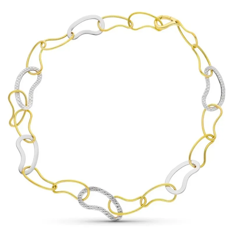 Gargantilla oro bicolor 18k mujer eslabones formas combinados mosquet