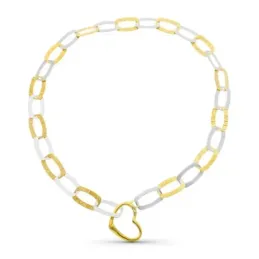 Gargantilla oro bicolor 18k mujer forzada detalles combinados lisos c