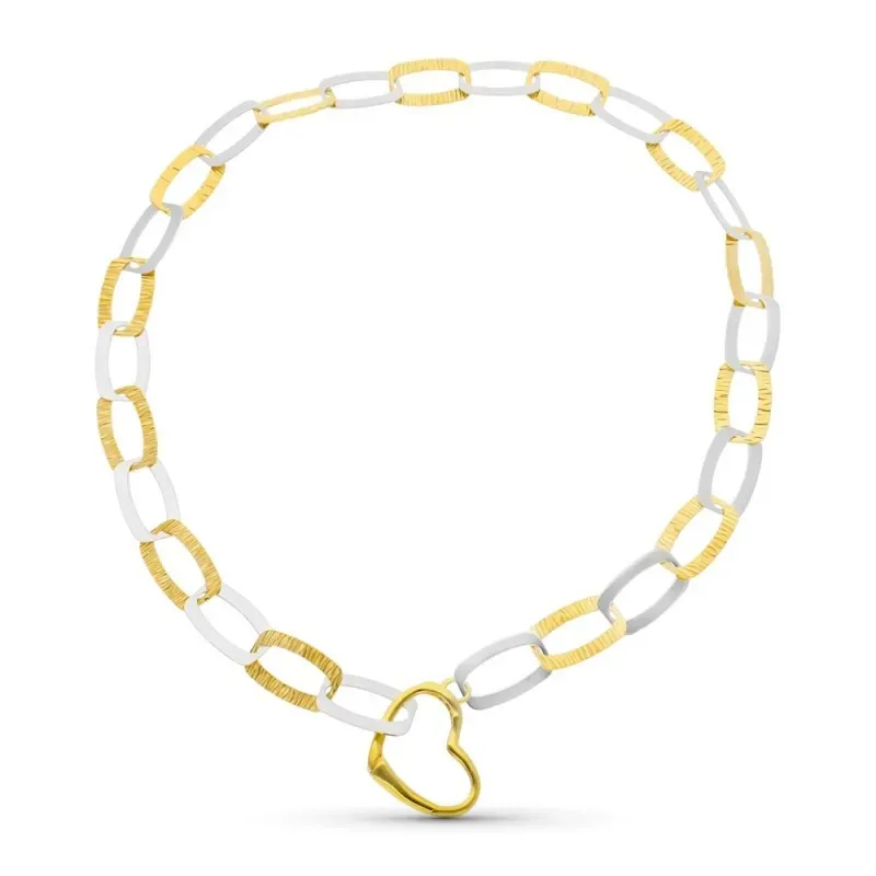 Gargantilla oro bicolor 18k mujer forzada detalles combinados lisos c
