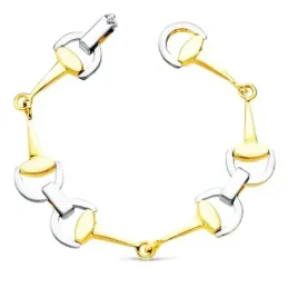 Pulsera oro bicolor 18k mujer 20 cm. estribos lengueta