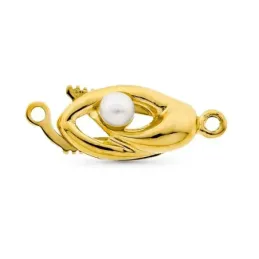 Fornitura oro 18k mujer broche collar para 1 vuelta perla centro comb