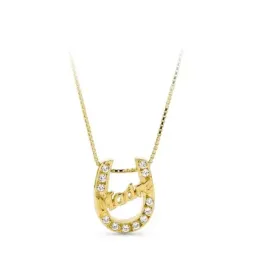 Gargantilla oro 18k mujer MADRE herradura calada circonitas
