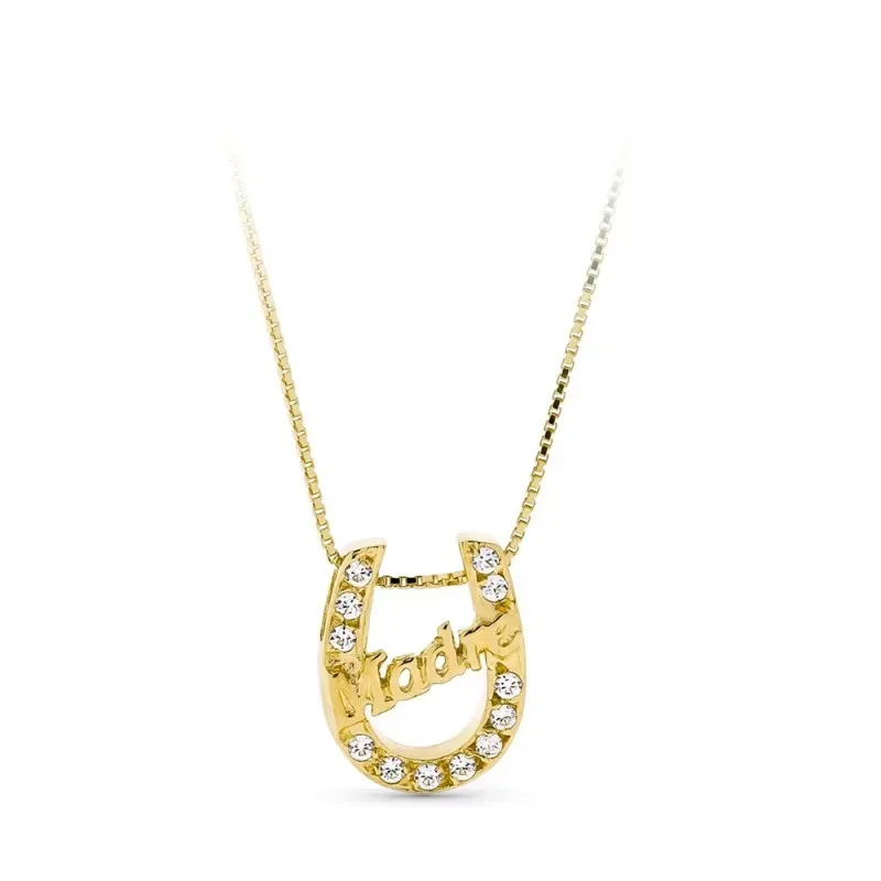 Gargantilla oro 18k mujer MADRE herradura calada circonitas