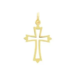 Cruz oro 18k calada 27 mm. detalles esquinas