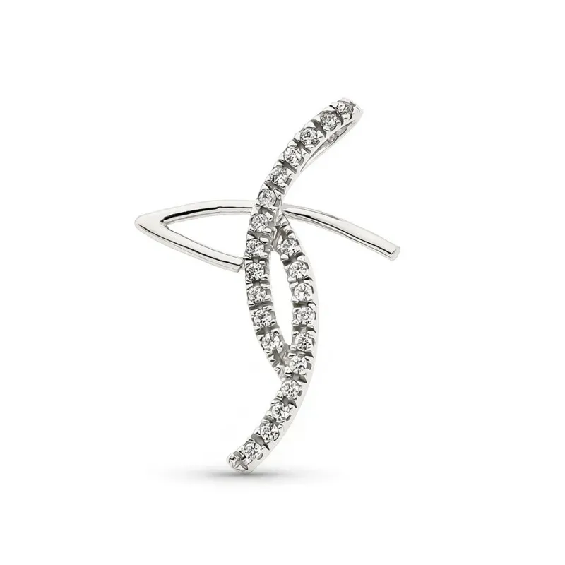 Cruz oro blanco 18k mujer 31 mm. circonitas detalle formas inclinadas
