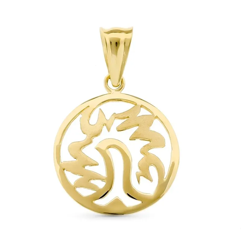 Colgante oro 18k mujer redondo calado formas mate brillo