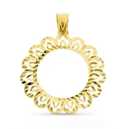 Colgante oro 18k mujer calado tallado forma sol