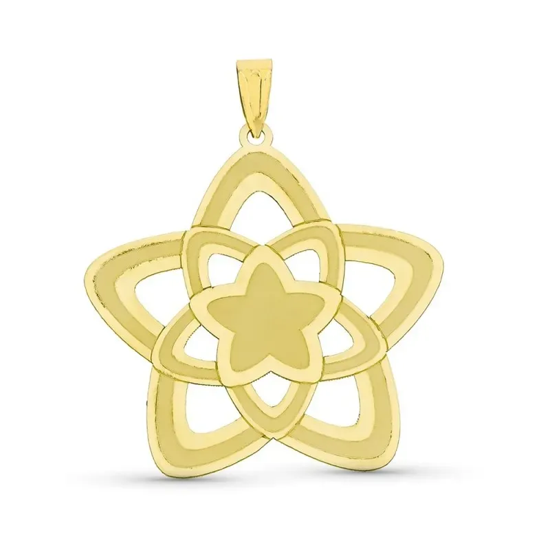 Colgante oro 18k mujer 32 mm. estrella calada láser