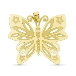 Colgante oro 18k mujer 34 mm. mariposa láser combinada calada