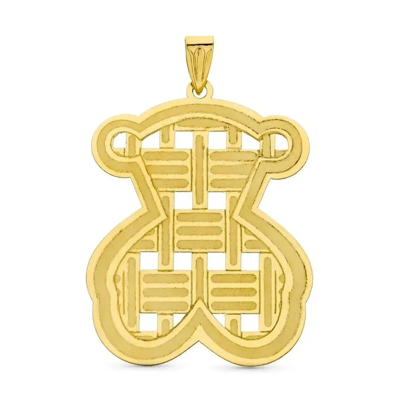 Colgante oro 18k mujer 32 mm. oso formas combinado calado