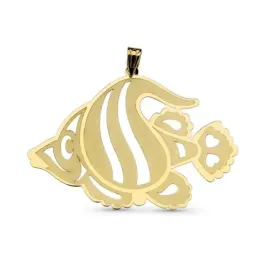Colgante oro 18k mujer 45 mm. pez láser combinado calado