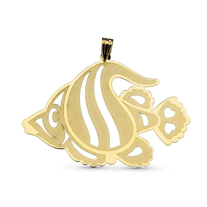 Colgante oro 18k mujer 45 mm. pez láser combinado calado