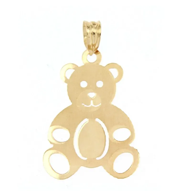 Colgante oro 18k mujer 30 mm. oso láser combinado calado