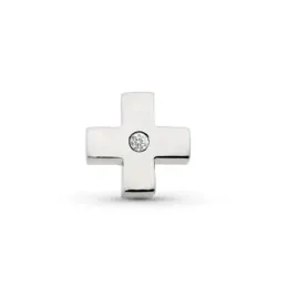 Cruz oro blanco 18k mujer 15 mm. hueca circonita centro combinada lis