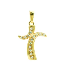 Cruz oro 18k mujer 33 mm. hueca circonitas formas inclinadas