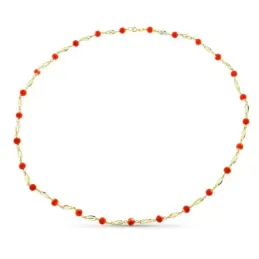 Collar oro 18k mujer 60 cm. jaula coral fino japonés 5.5 mm. reasa