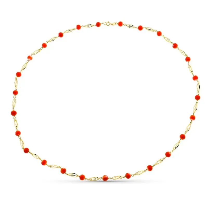 Collar oro 18k mujer 60 cm. jaula coral fino japonés 5.5 mm. reasa