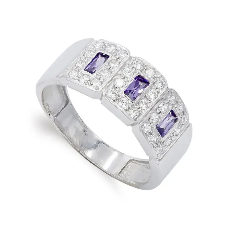 Sortija oro blanco 18k mujer circonitas combinadas