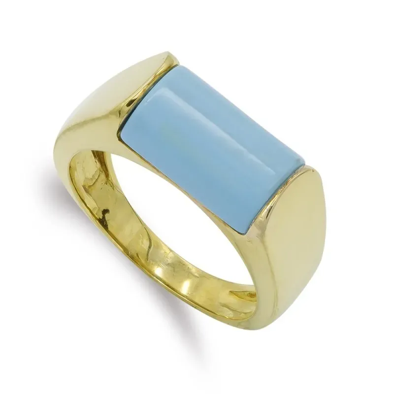Sortija oro 18k mujer turquesa centro