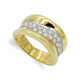 Sortija oro 18k mujer circonitas formas onduladas