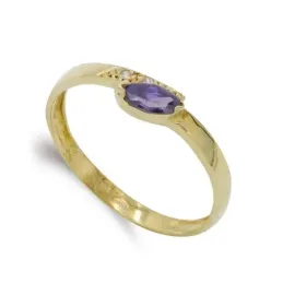Sortija oro 18k mujer amatista centro cominada circonitas detalles ta