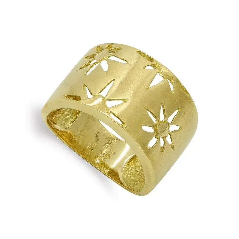 Sortija oro 18k mujer calada mate formas estrellas