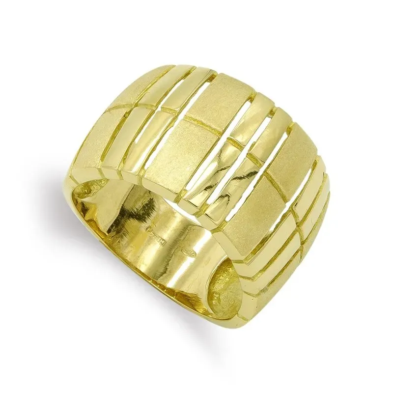 Sortija oro 18k mujer mate brillo combinada calada línea tallada