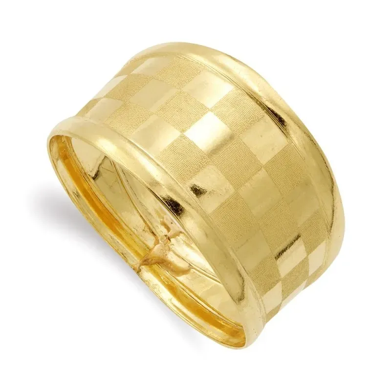 Sortija oro 18k mujer detalles cuadrados mate brillo