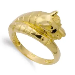 Sortija oro 18k mujer puma cabeza ojos zafiro
