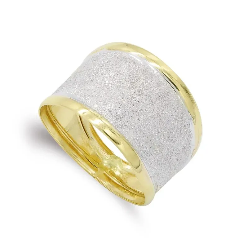 Sortija oro bicolor 18k mujer diamantada brillo