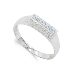 Sortija oro blanco 18k mujer aguamarina centro detalles tallados form