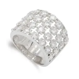 Sortija oro blanco 18k mujer circonitas combinadas formas caladas uni