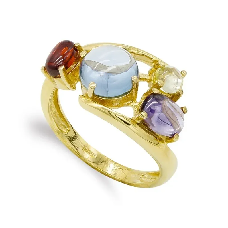 Sortija oro 18k mujer piedras color combinadas