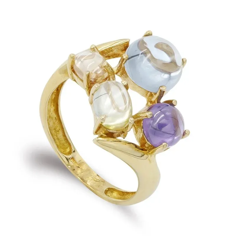 Sortija oro 18k mujer piedras color combinadas blancas
