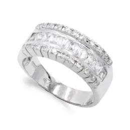 Sortija oro blanco 18k mujer piedras carril combinadas circonitas