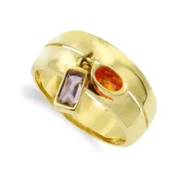 Sortija oro 18k mujer amatista piedra combinada naranja