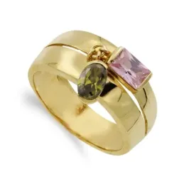 Sortija oro 18k mujer piedras colores combinadas línea calada