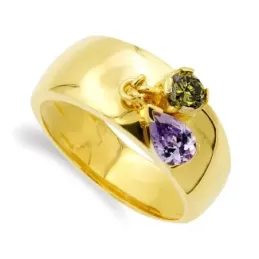 Sortija oro 18k mujer amatista combinada olivina
