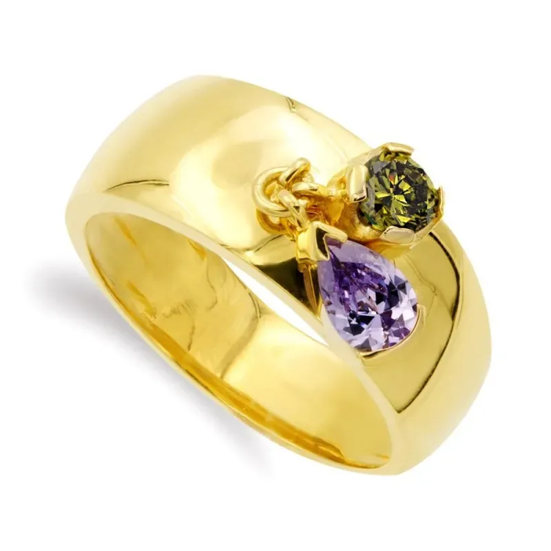 Sortija oro 18k mujer amatista combinada olivina